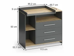 Vicco Cambiador antracita/roble dorado 113x53.1x93 oskar