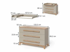 Vicco Cambiador roble cachemira 133.2x70x98 malia