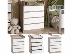 Cambiador sonoma/blanco 80x76x110.2 emma Mueble De Bebé