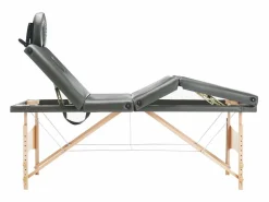 Discount Camilla de masaje de 4 secciones estructura de madera banco de masaje reposacabezas reposabrazos ajustable cama de masaje plegable portátil antracita 02_0001802 Camilla De Masaje