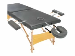 Discount Helloshop26 Camilla de masaje de 2 zonas estructura de madera 186 x 68 cm gris antracita 02_0001800 Marru00f3n