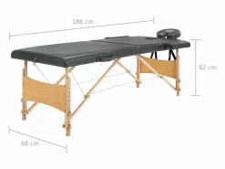 Discount Helloshop26 Camilla de masaje de 2 zonas estructura de madera 186 x 68 cm gris antracita 02_0001800 Marru00f3n