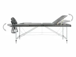 Sale Camilla de masaje de 3 zonas estructura de aluminio banco de masaje reposacabezas reposabrazos ajustable cama de masaje plegable portátil antracita 02_0001798 Camilla De Masaje