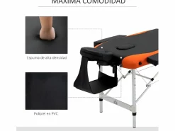 Outlet Camilla de masaje plegable negro y naranja 185x60x82 cm Camilla De Masaje