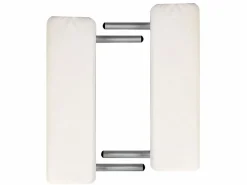 Helloshop26 Camilla de masaje plegable de 3 secciones estructura de acero inoxidable color blanco crema 02_0001876