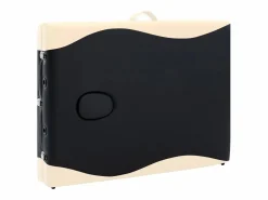 Hot Helloshop26 Camilla de masaje plegable 3 secciones acero inoxidable negro y beige 02_0001821 Negro / Beige