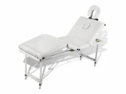 Online Camilla de masaje plegable de 4 zonas con estructura de acero inoxidable color blanco crema 02_0001877 Camilla De Masaje