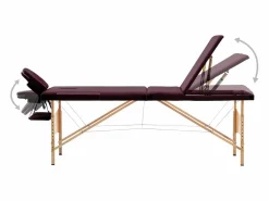 Outlet Camilla de masaje plegable 3 secciones madera color vino tinto 02_0001839 Camilla De Masaje