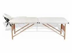 Helloshop26 Camilla de masaje plegable blanca de 2 secciones con estructura de madera color crema 02_0001874