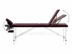 Outlet Camilla de masaje plegable camilla de masaje banco sofá portátil terapia cosmética profesional Shiatsu Reiki 3 zonas aluminio morado 02_0001829 Camilla De Masaje