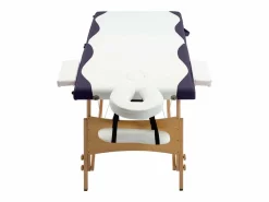 Best Helloshop26 Camilla de masaje plegable camilla de masaje banco sofá portátil terapia cosmética profesional Shiatsu Reiki 2 zonas madera blanca y morada 02_0001812 Blanco