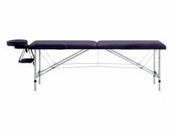 Helloshop26 Camilla de masaje plegable camilla de masaje banco sofá portátil terapia cosmética profesional shiatsu reiki 2 zonas aluminio morado 02_0001810