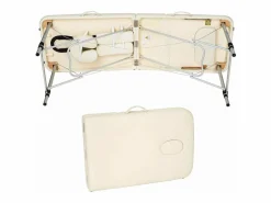 Outlet Helloshop26 Camilla de masaje portátil plegable de aluminio de 3 secciones + funda 2008139 Beige