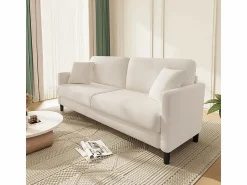 DripeX Canapé 2 plazas en Tejido de felpa teddy con 2 Almohadas - - 148 x 89 x 79cm