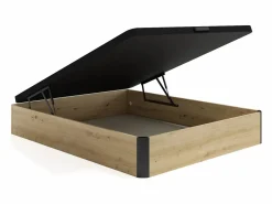 Discount Canapé abatible 140 x 190 cm - Natural claro y negro - NAMOSI de YSMÉE Somier Con Canapé|Somier - 140X190Cm