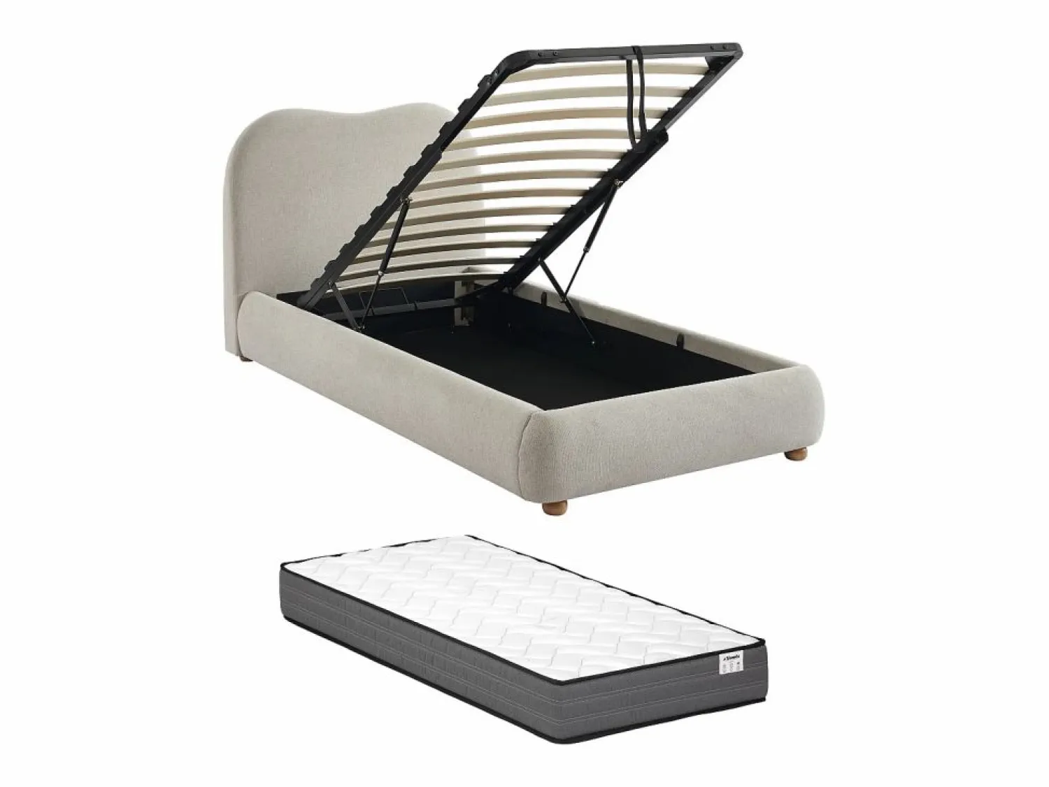 Clearance Canapé abatible 90 x 190 cm de tela color + colchón - VANARI Cama Con Canapé|Cama Con Almacenaje