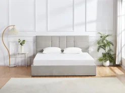 Clearance Canapé abatible 140 x 190 cm de tela color gris + colchón - HOPEYA de Pascal Morabito Cama Con Canapé|Cama Adulto