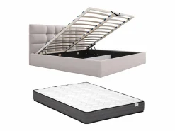 Clearance Canapé abatible 200 x 200 cm de tela + colchón - ELIAVA de Pascal Morabito Cama Con Canapé|Cama Con Almacenaje