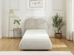 Hot Vente-unique Canapé abatible 90 x 190 cm de tela color - VANARI Beige