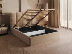Discount Vente-unique Canapé abatible 140 x 190 cm de terciopelo en color - MIRDAL Beige