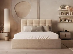 Discount Vente-unique Canapé abatible 140 x 190 cm de terciopelo en color - MIRDAL Beige