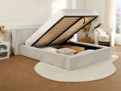 New Canapé abatible 180 x 200 cm de pana - TIMANO II Cama Terciopelo|Cama Con Canapé