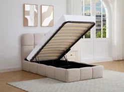 New Canapé abatible 90 x 190 cm de tejido texturizado color - DILUDO Cama Con Canapé|Cama Con Almacenaje