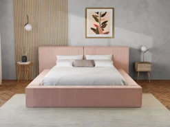 Discount Canapé abatible 180 x 200 cm de pana + colchón - TIMANO Cama Terciopelo