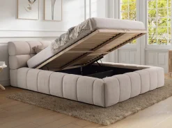 Vente-unique Canapé abatible 160 x 200 cm de tela color - FORVIK