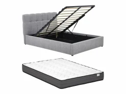 New Canapé abatible 140 x 190 cm en tela bouclé + colchón - MAZIRI Cama Con Canapé
