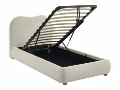 Vente-unique Canapé abatible 90 x 190 cm en tela bouclé beige - VANARI