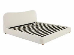 Outlet Vente-unique Canapé abatible 180 x 200 cm en tela bouclé beige + colchón - VANARI Blanco