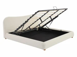 Outlet Vente-unique Canapé abatible 180 x 200 cm en tela bouclé beige + colchón - VANARI Blanco