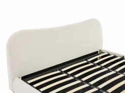 Outlet Vente-unique Canapé abatible 180 x 200 cm en tela bouclé beige + colchón - VANARI Blanco