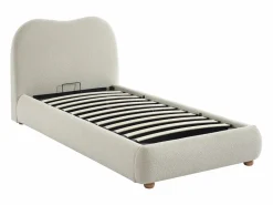 Canapé abatible 90 x 190 cm en tela bouclé beige + colchón - VANARI Cama Con Canapé|Cama Con Almacenaje