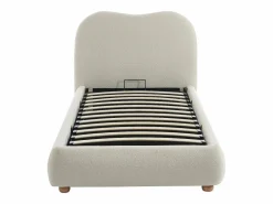 Canapé abatible 90 x 190 cm en tela bouclé beige + colchón - VANARI Cama Con Canapé|Cama Con Almacenaje