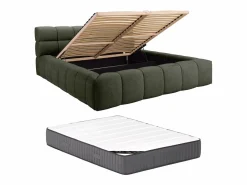 Clearance Canapé abatible 160 x 200 cm tela + colchón - FORVIK de Pascal Morabito Cama Con Canapé|Cama Adulto