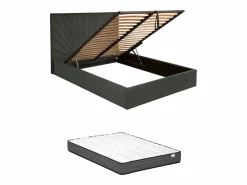 New Vente-unique Canapé abatible 140 x 190 cm terciopelo gris ntracita + colchón - RILIODA Gris antracita