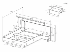 Vente-unique Canapé abatible con mesitas de noche 140 x 190 cm 2 cajones y LEDs natural y antracita - FRANCOLI