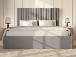 Discount Vente-unique Canapé abatible de 160 x 200 cm con cabecero de pana + colchón - SARAH Gris