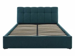 Hot Vente-unique Canapé abatible de 140 x 190 cm de tela bouclé azul petróleo - MAZIRI Azul verdoso