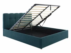 Hot Vente-unique Canapé abatible de 140 x 190 cm de tela bouclé azul petróleo - MAZIRI Azul verdoso