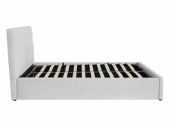 Vente-unique Canapé abatible de 140 x 190 cm de tela bouclé blanca + colchón - MAZIRI