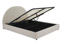 Online Vente-unique Canapé abatible de 160 x 200 cm de tela rizada color - LIRIMO Crema