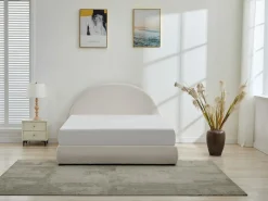 Vente-unique Canapé abatible de 140 x 190 cm de tela bouclé color - LIRIMO
