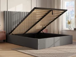 Vente-unique Canapé abatible de 160 x 200 cm con cabecero de pana - SARAH