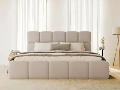 New Vente-unique Canapé abatible de 140 x 190 cm de tela efecto cuero - DAMADO de Pascal Morabito Beige
