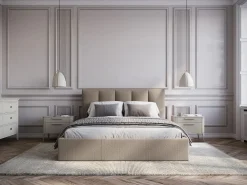 Best Canapé abatible de 160 x 200 cm con cabecero con costuras verticales tela - KILACLO Cama Con Canapé|Cama Con Almacenaje