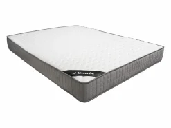 Discount Canapé abatible king size 180 x 200 cm cabecero con costuras verticales tela + colchón - KILACLO Cama Con Canapé