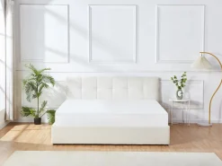 Vente-unique Canapé abatible King Size 180 x 200 cm en tela bouclé blanca + colchón - MAZIRI